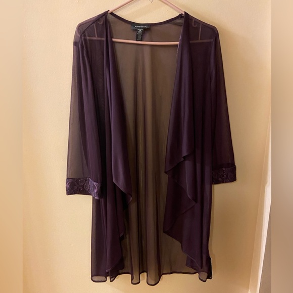 R&M Richards open front plum/sheer cardigan - size 16 - NWT - Picture 2 of 12